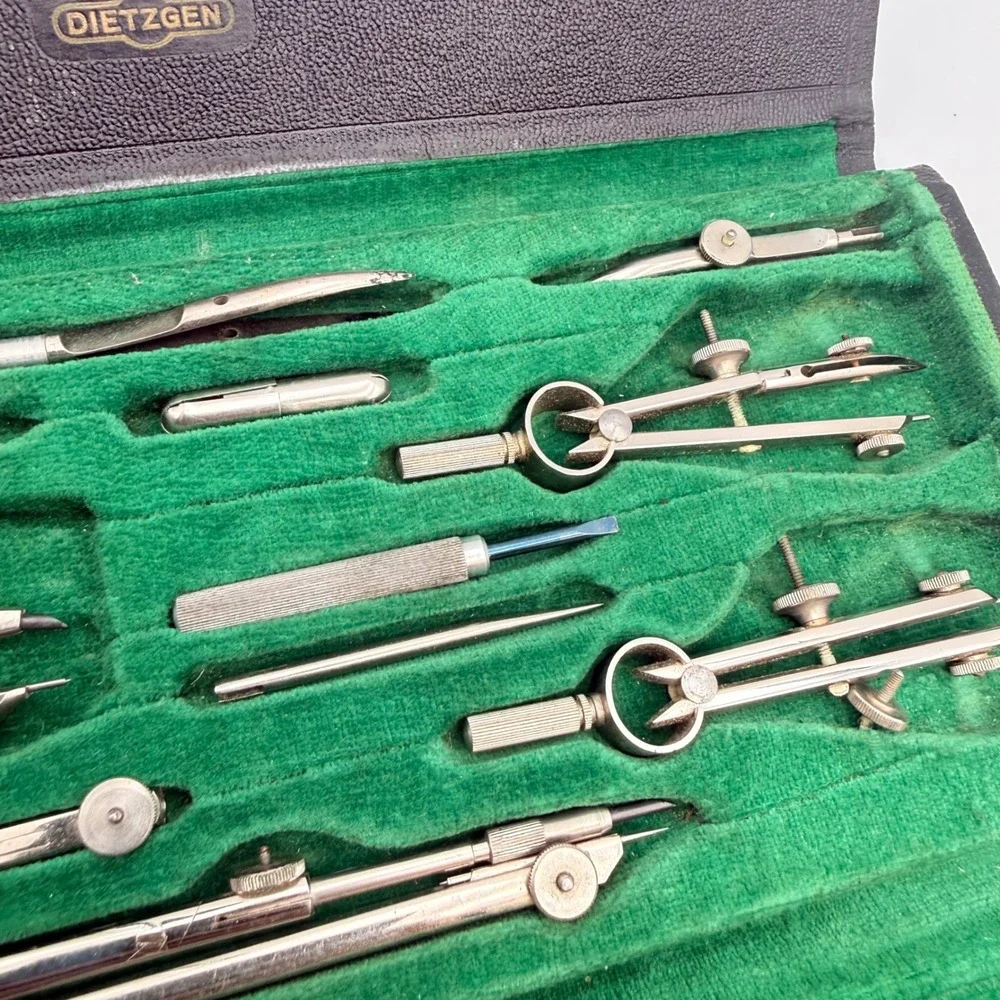 Vintage Dietzgen 1095-J Drafting Tool Set Germany US Zone Engineering Kit Case